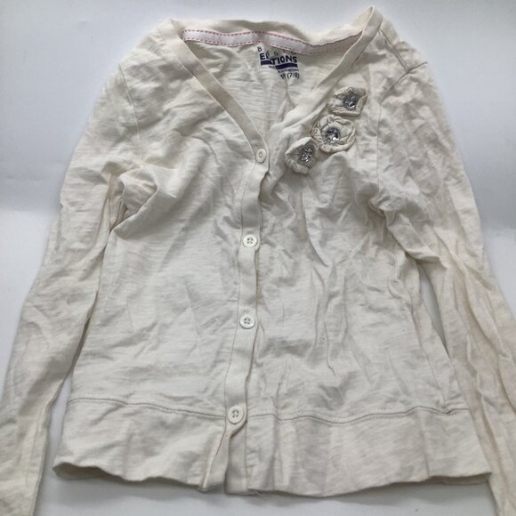 Basic Editions Girls White Shirt With Embellished Flowers Size M 7/8 - Picture 7 of 9